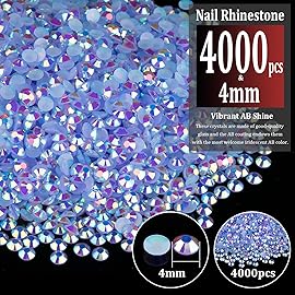 4000pcs 4mm Resin Rhinestones Bulk, Sky Blue AB Flatback Round Jelly Rhinestones Bedazzling Non Hotfix Crystal Gems Large Quantity Wholesale for DIY Crafts Clothes Tumblers Face Makeup Manicure