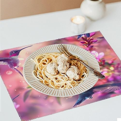 Miniatura 6 de Hummingbird Placemats Set of 6 Resistant Table Mats Washable Place Mats for Dinner Party Table Decoration