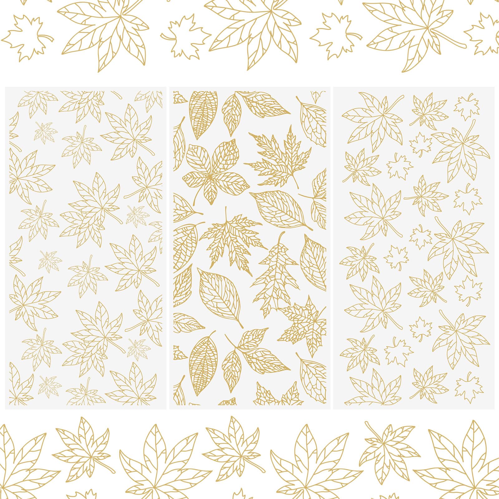 WANDIC 3 Sheets Rub on Transfer Stickers, Golden Maple Leaf Theme Transfer Decal Strong Adhesion for Scrapbooking Furniture Window, 15 * 30cm