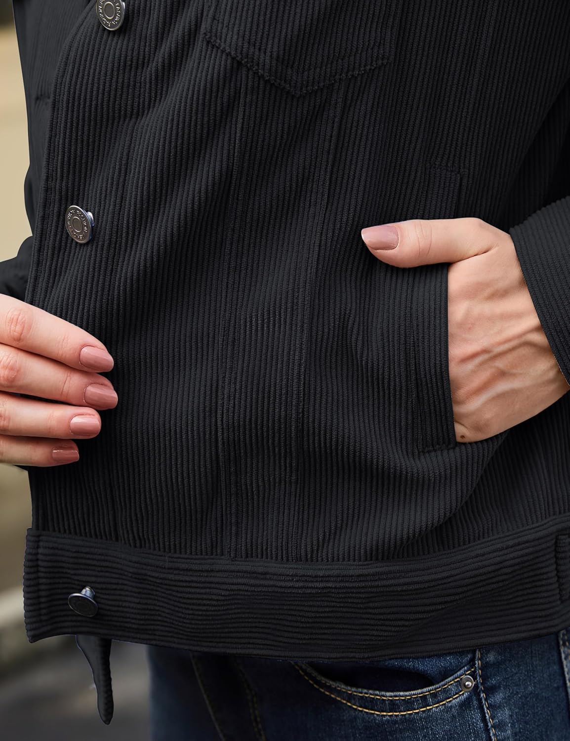 YUCOLEN Women's Corduroy Jacket Shacket - Trendy Cropped Button Down Coat Dressy Long Sleeve Shirts Casual Tops Outfits 2026 - Image 5