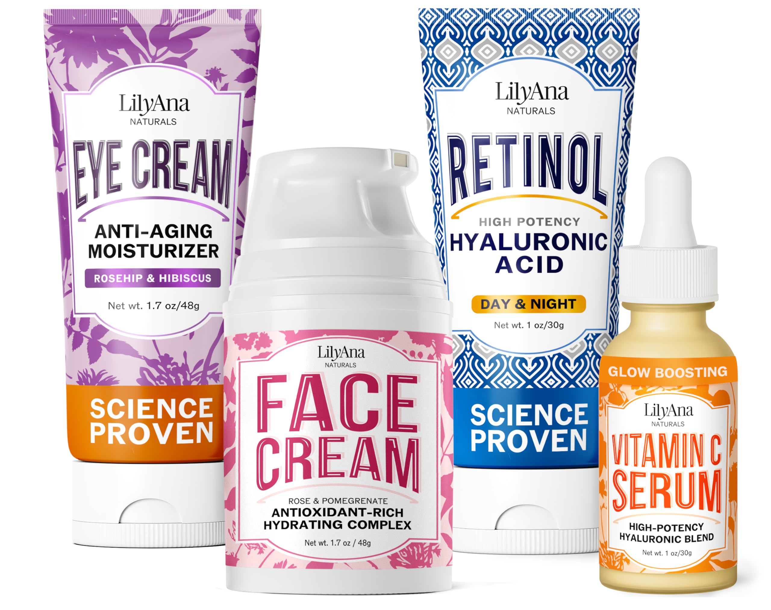 Skincare Gift Set - Retinol Cream, Vitamin C Serum, Eye Cream and Face Cream Moisturizer - Anti Aging Skin Care Sets for Women