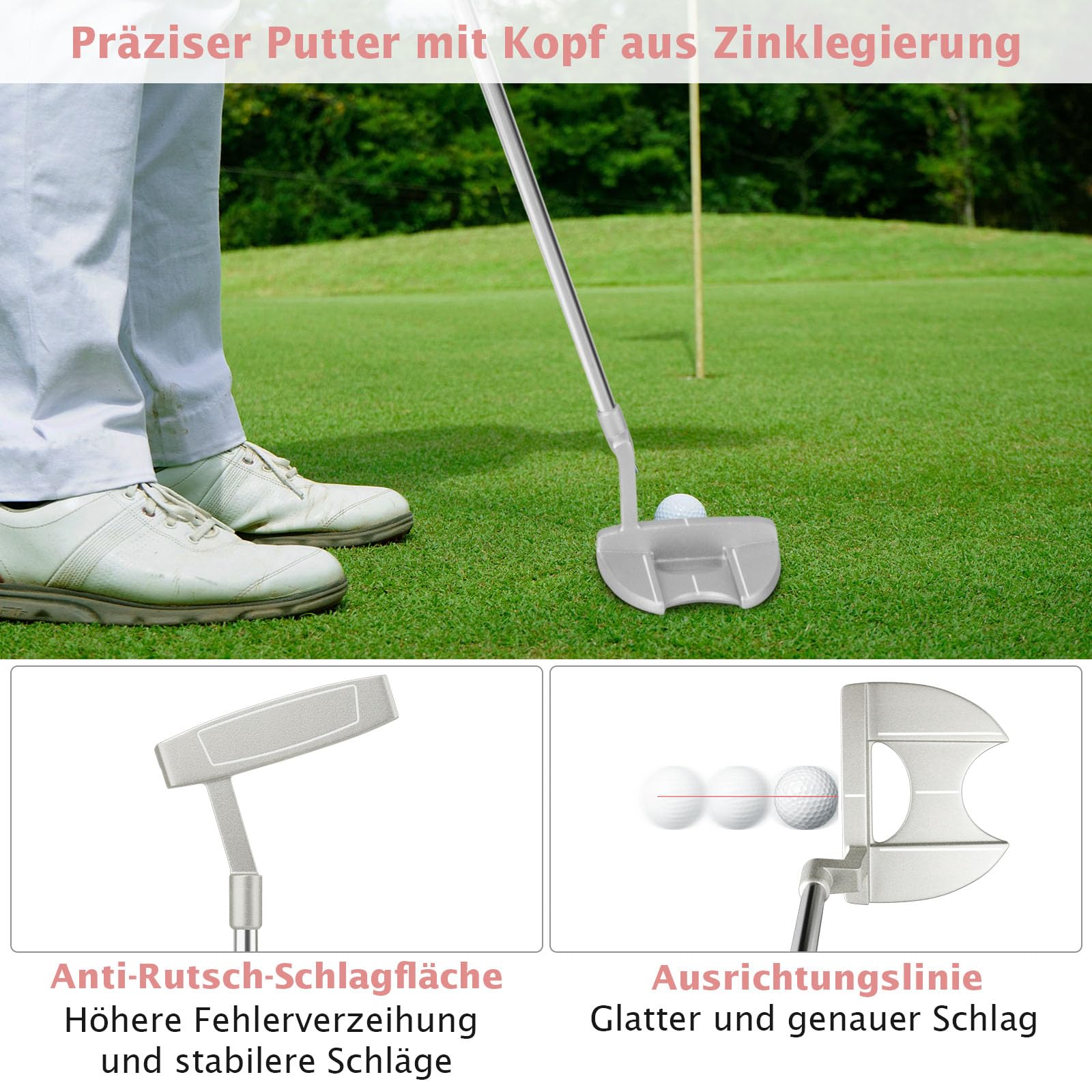 GYMAX Komplettes Golfschläger Set für Damen, 12-teiliges Golf Set mit Schlägerhauben, inkl. 1# Driver, 3# Fairway, 4# Hybrid, 6# & 7# & 8# & 9# & P# Eisen, Putter