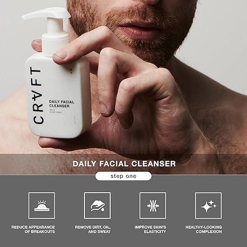 Miniatura 5 de CRVFT - Kit de cuidado facial de 2 pasos para hombre, lavado facial de aloe vera de 3 onzas, hidratante hialurónico de 1 onza, rutina completa de