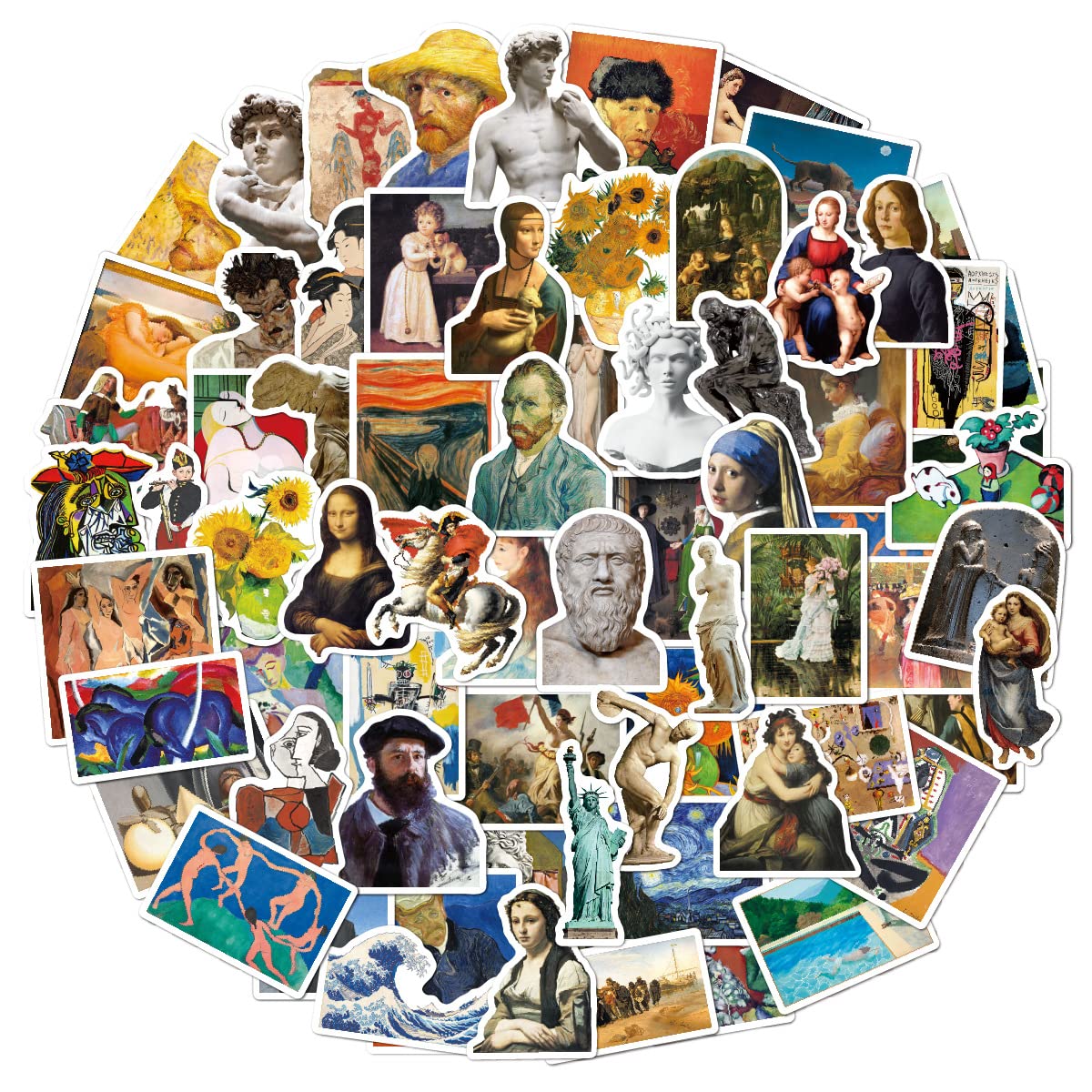 100 Pcs Van Gogh Oil Painting Stickers Decorations Sticker Pack for Laptop Skateboard Luggage Guitar DIY Decal for Teens Adults
