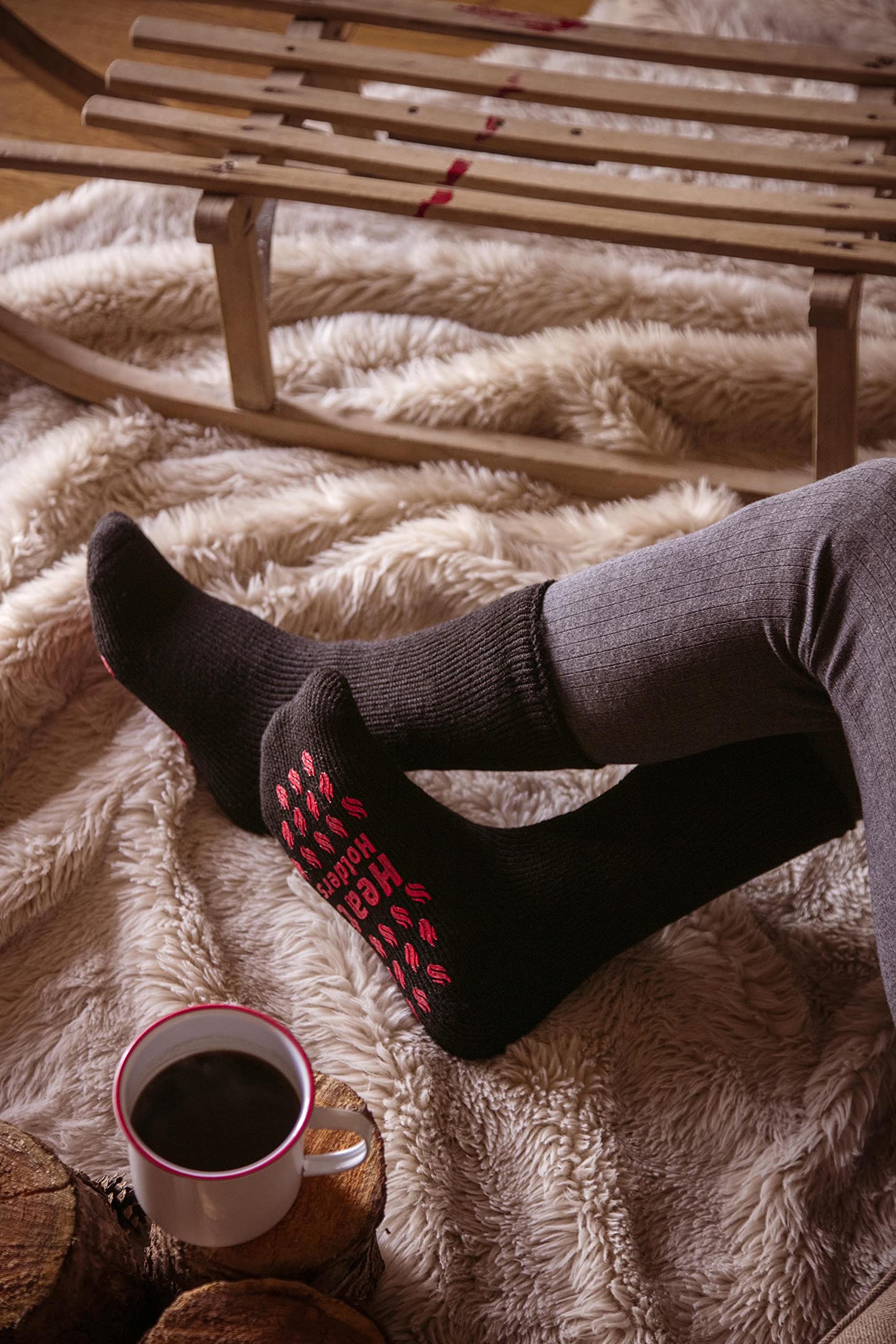 HEAT HOLDERS Chaussettes thermiques d'hiver extrêmement chaudes et antidérapantes avec ABS