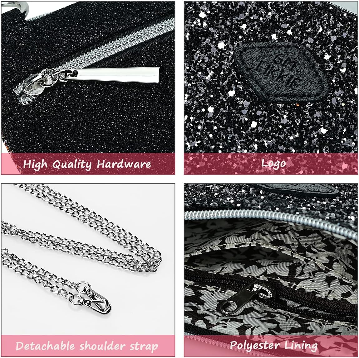 GM LIKKIE Crossbody Clutch Purse for Women, Glitter Evening Bag, Sequin Wedding Handbag for Party | Glitter, Sequin, for Party - Image 6