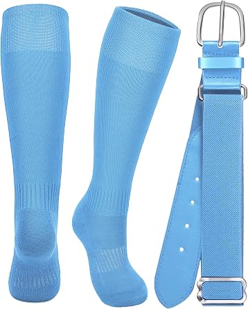 Baseball Socks and Softball Belts Combo Adjustable Elastic Mens Baseball Belt Moisture-Wicking for Youth