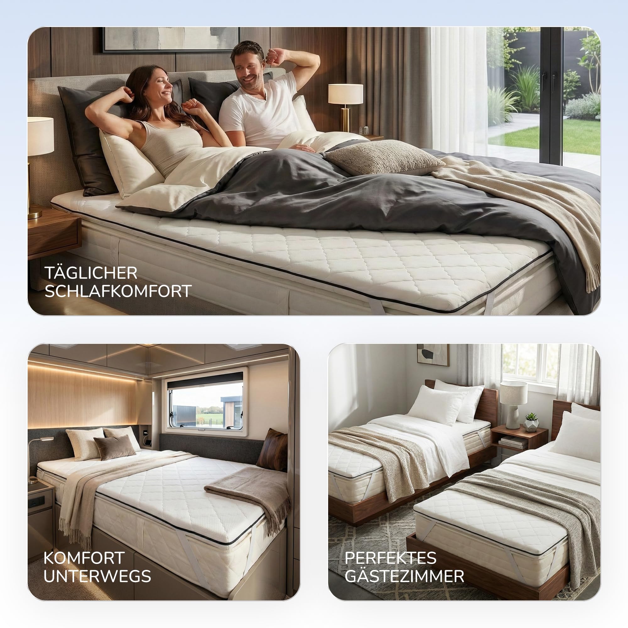 MSS e.K. Komfortschaum Matratzentopper 130 x 200 cm | optimale Körperanpassung | Mattress Topper 130x200 | Designed und produziert in Deutschland | Oeko-TEX Zertifiziert