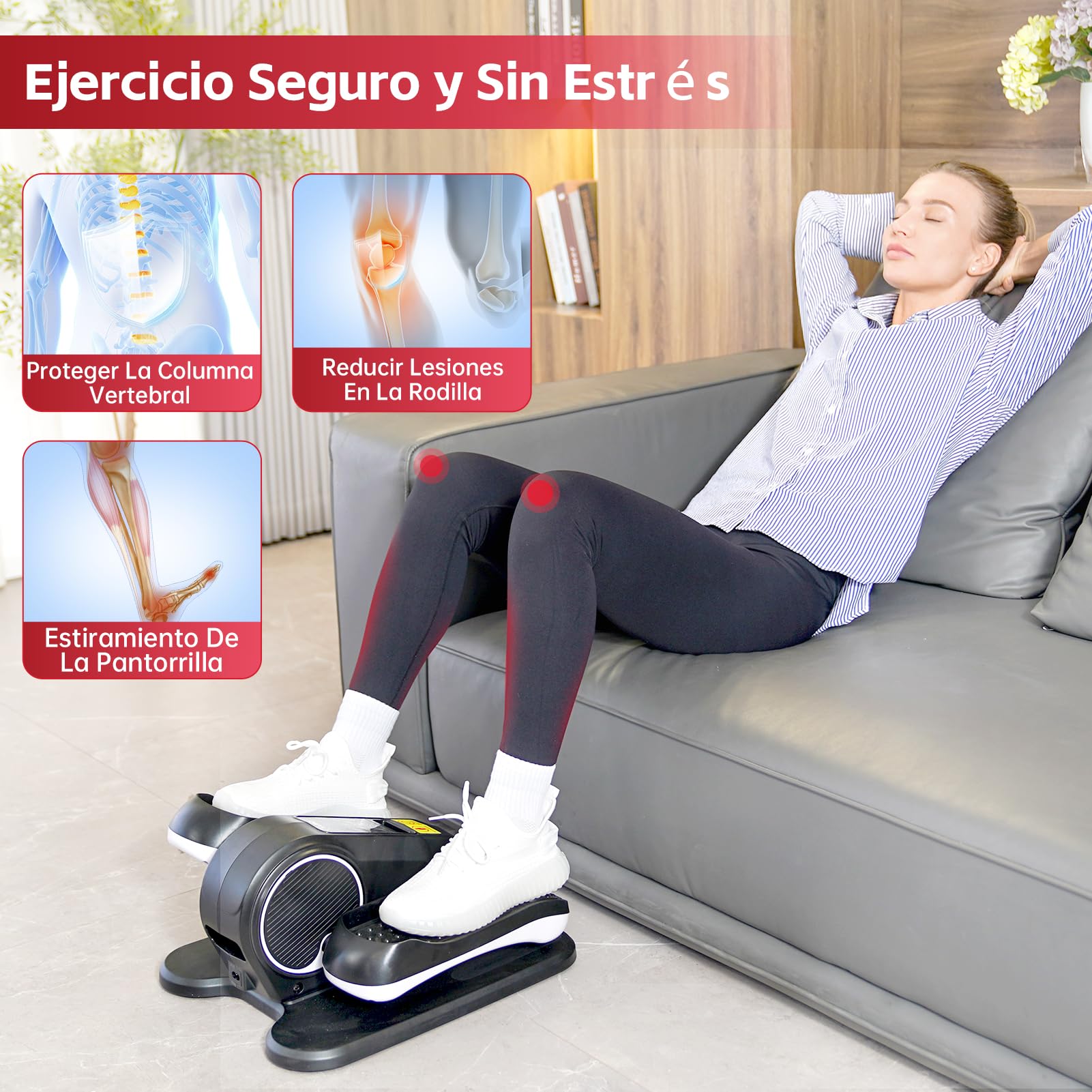 YAMO Mini Elíptica Eléctrica, Máquina Elíptica para Debajo del Escritorio con Pantalla LED y Control Remoto, 12 Velocidades, Elíptica Doméstica Silenciosa y Portátil para Mayores y Adultos