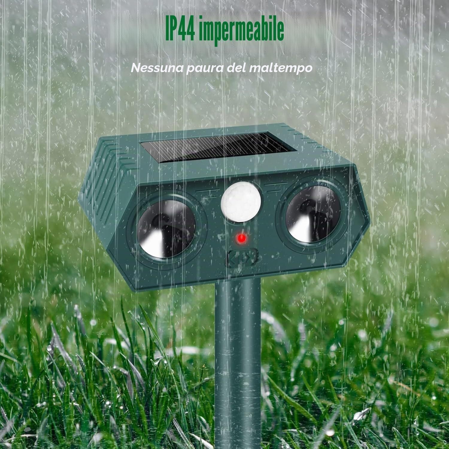 2 Pezzi Repellente per Gatti,Ultrasonico Solare Alimentato Animale Deterrente, Impermeabile,Deterrente per uccelli,Dissuasori per Piccioni,Efficace Contro Gatti, Cani, Uccelli, Martore, Volpi