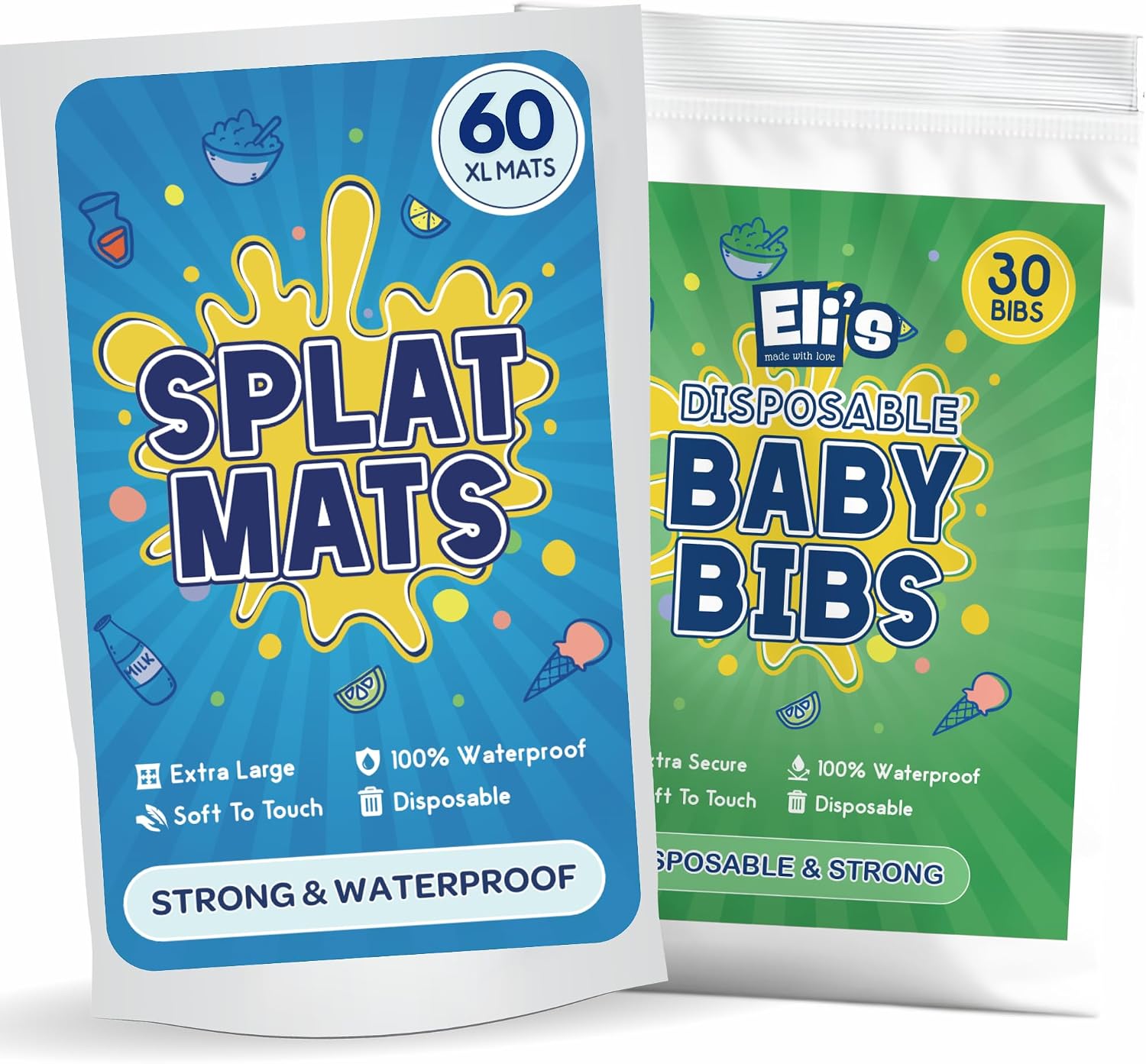 Eli with Love Disposable Splat Mats & Baby Bibs
