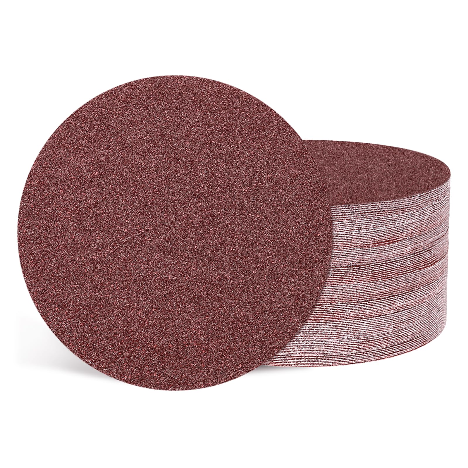 Kozelo 50 Pcs Sanding Discs 152 mm 40 Grit Hook and Loop Random Orbital Sandpapers Suitable for Drywall Sander Wood Metal Furniture, Red