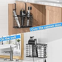 Vista 2 de OVICAR Soporte para secadora de pelo, organizador de herramientas de pelo 3 en 1, soporte para secadora de pelo, altura ajustable, montaje