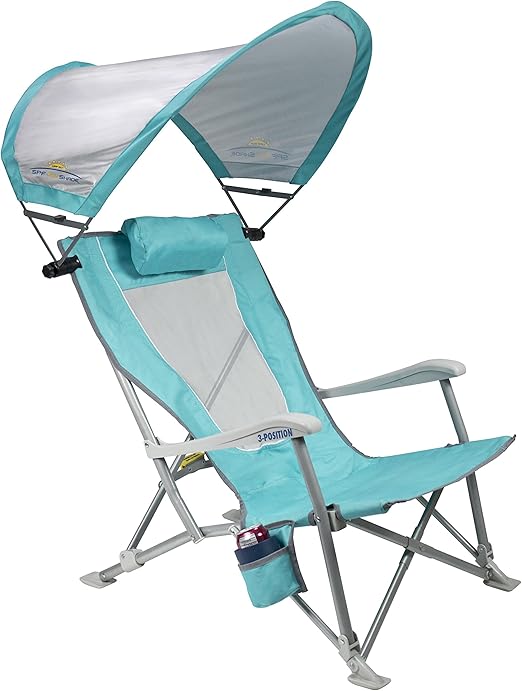 GCI Outdoor Waterside Sunshade Recliner Beach Chair with Canopy Shade