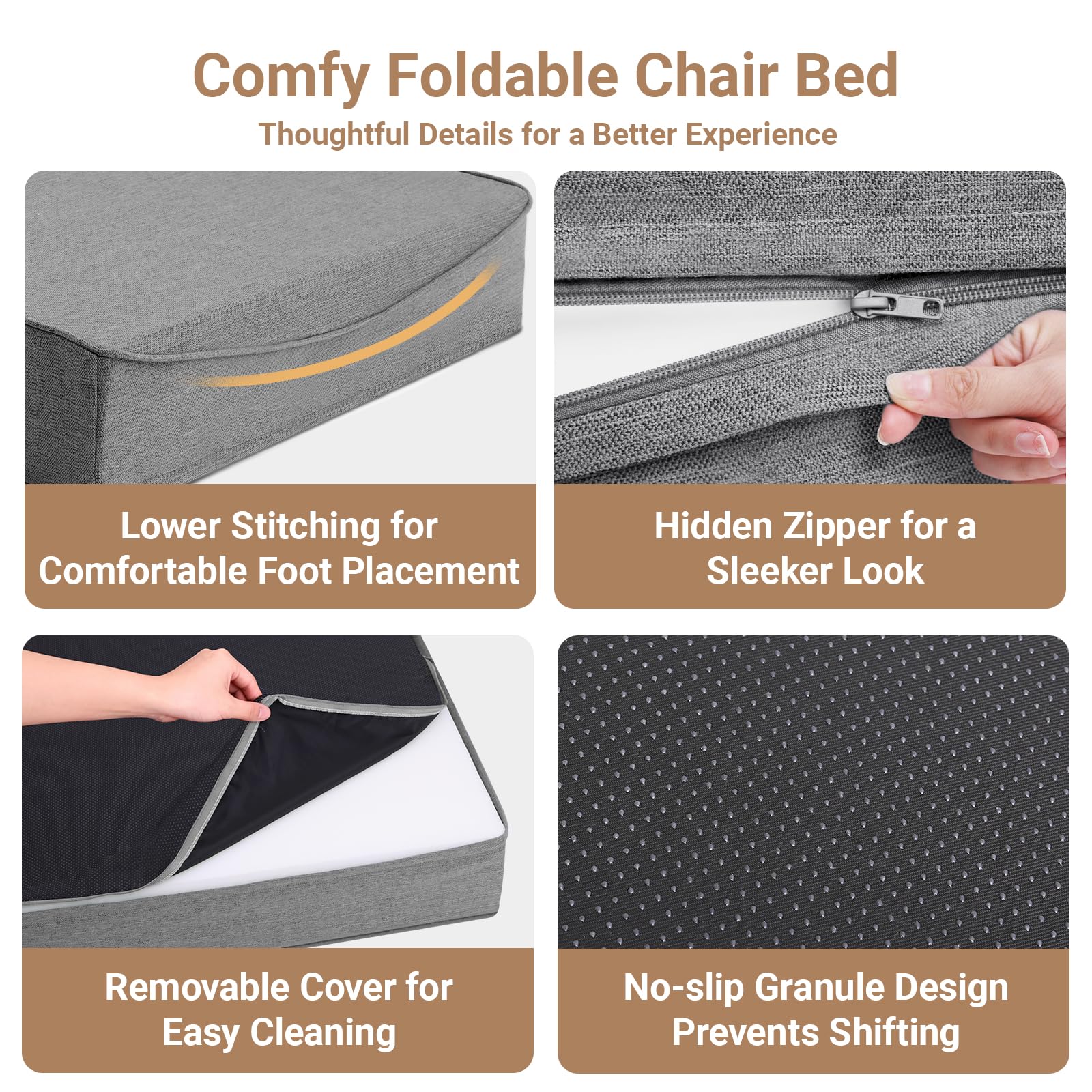 Best Sofa Bed Chair Picks for 2026 4 Folding Sofa Bed, Convertible Sleeper Chair, Foldable Boneless Futon Couch — product photo