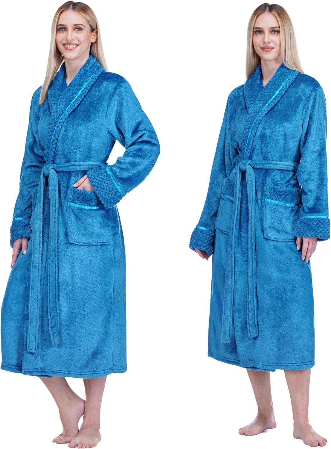 PAVILIA Soft Plush Women Fleece Robe, Cozy Warm Bathrobe, Fuzzy Female Long Spa Robe - Image 3