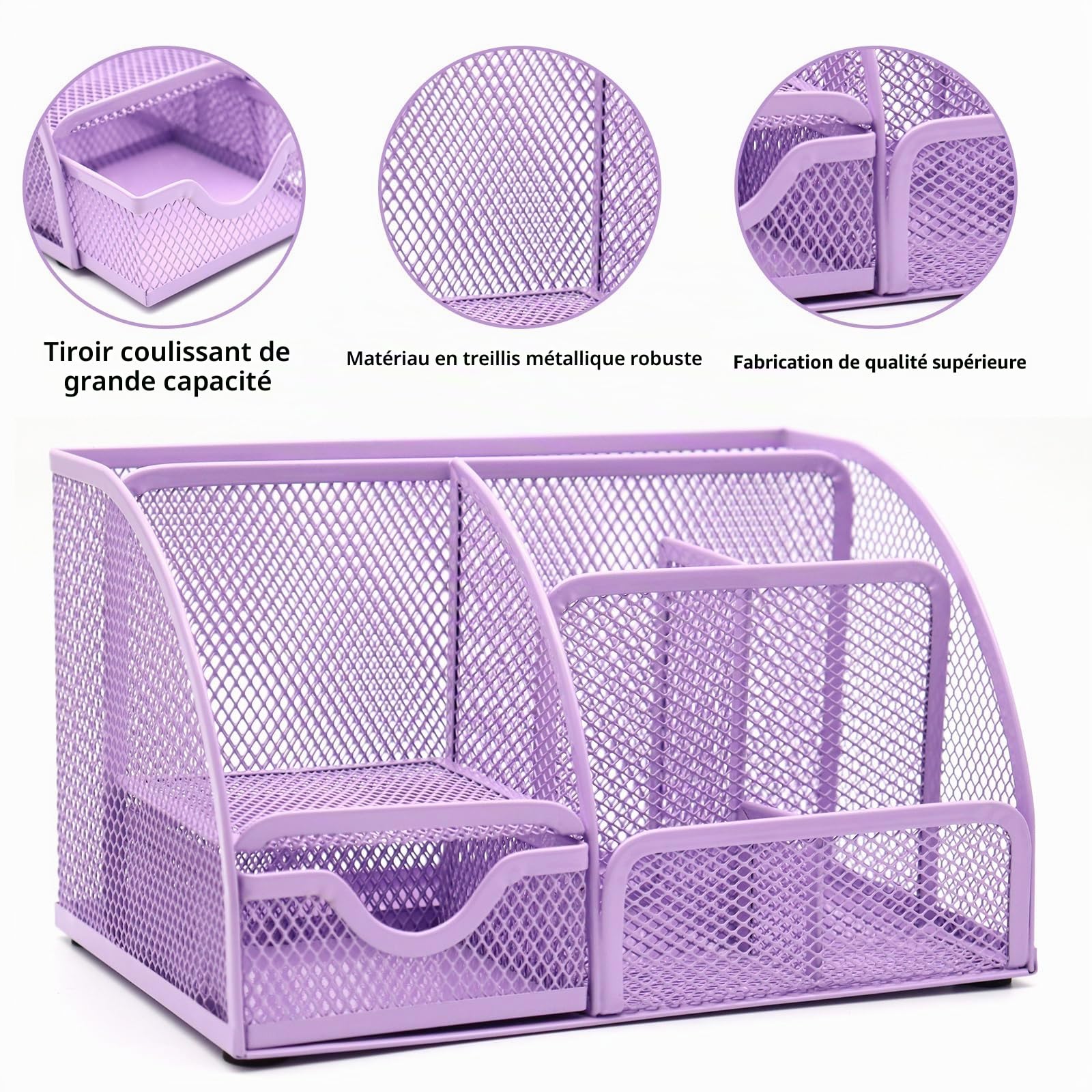 Organisateurs de bureau 12 en 1 violet et accessoires violets fournitures de bureau violettes agrafeuse porte-stylo support ruban agrafes ciseaux règle agrafe pour la maison, l'école, cadeaux pour
