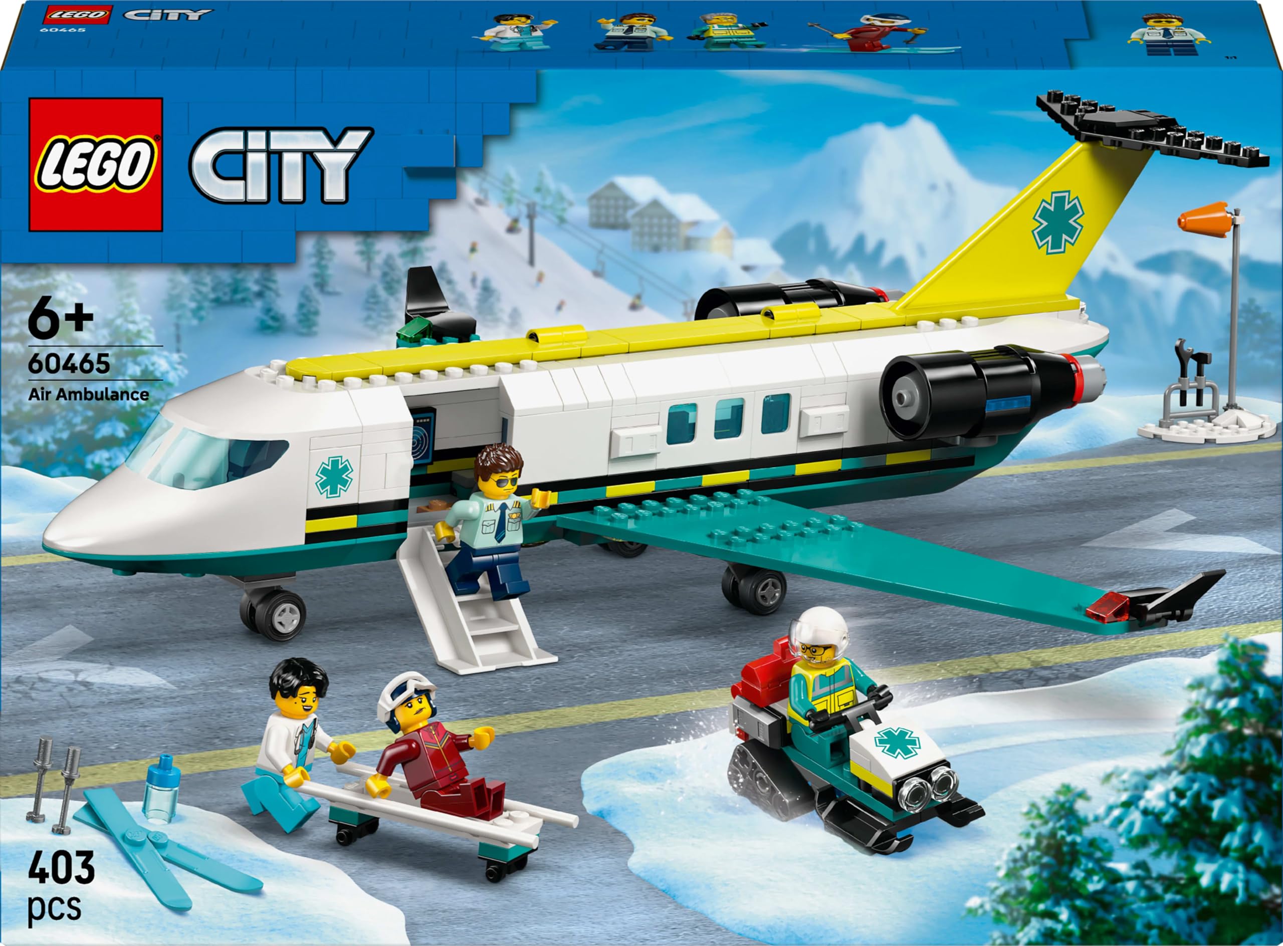 LEGO City Samolot pogotowia ratunkowego 60465 | Samolot ratunkowy, zestaw klocków dla dzieci, prezent dla chłopca i dziewczynki, zabawka dla 6-latka, 403 elementy