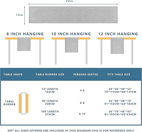 Miniatura 6 de Camino de mesa de 13 x 72 pulgadas de largo, algodón lino estilo granja gris mantel de mesa para cocina, comedor, mesa de café, fiestas, boda,