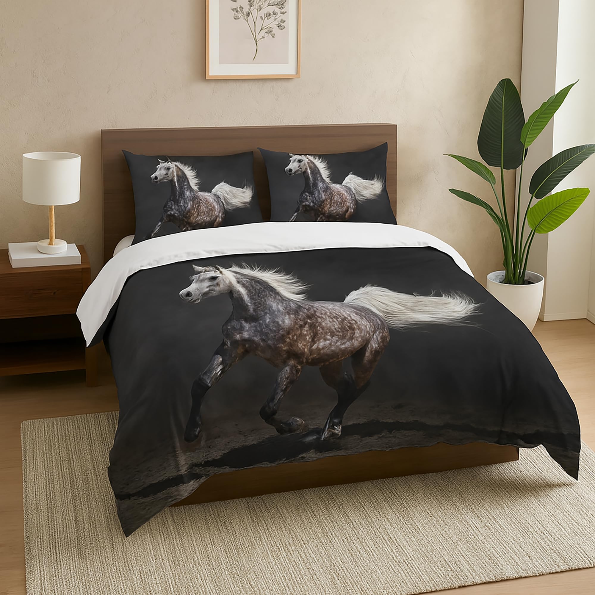 Adam Home 3D Duvet Cover Set With Pillowcases Home Bedroom Décor Digital Printed Microfiber Double Bedding Set Made in UK|Horse in the Night