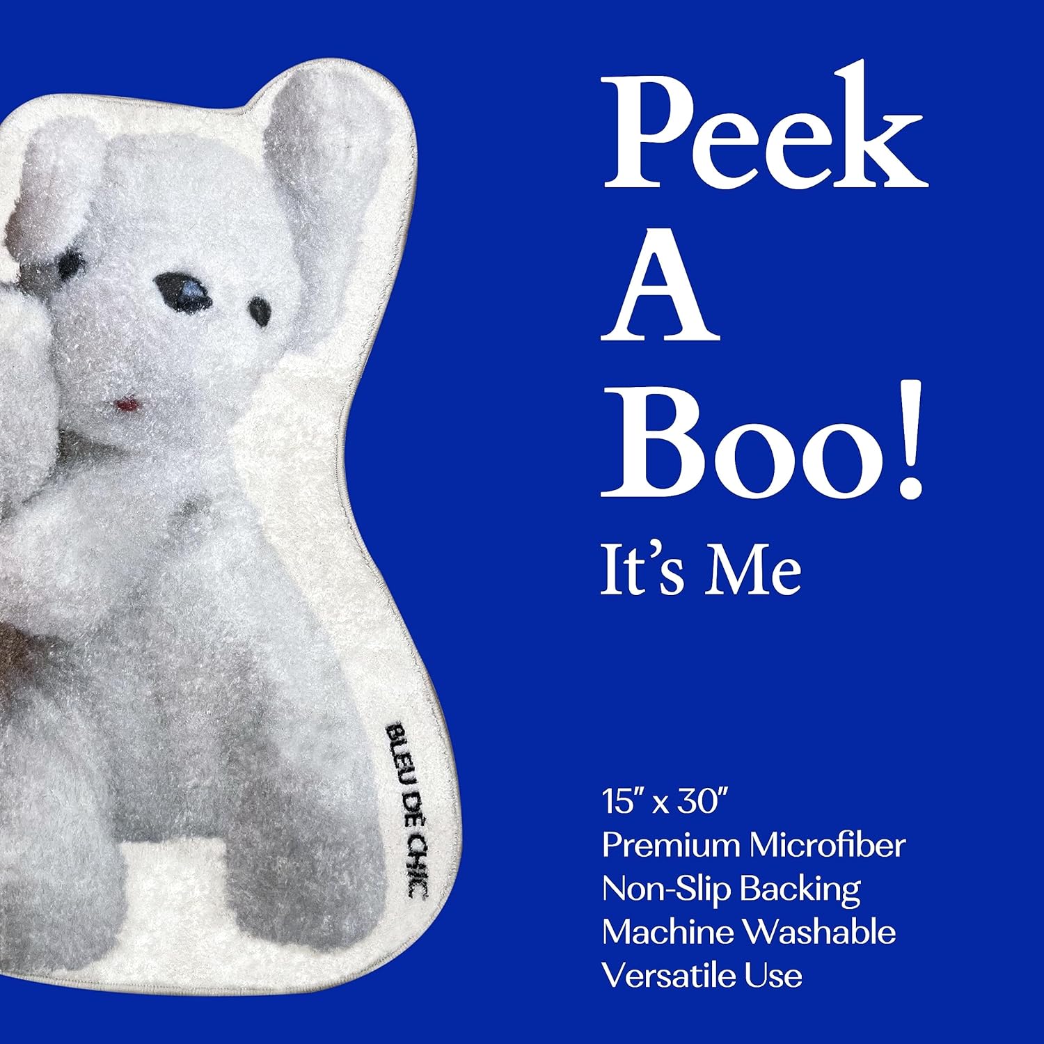 Peek-A-Boo Small Washable Fluffy Rug for Bedroom, Dorm Rug, Bath mats, Home Decor 15"x30" (Puppy)