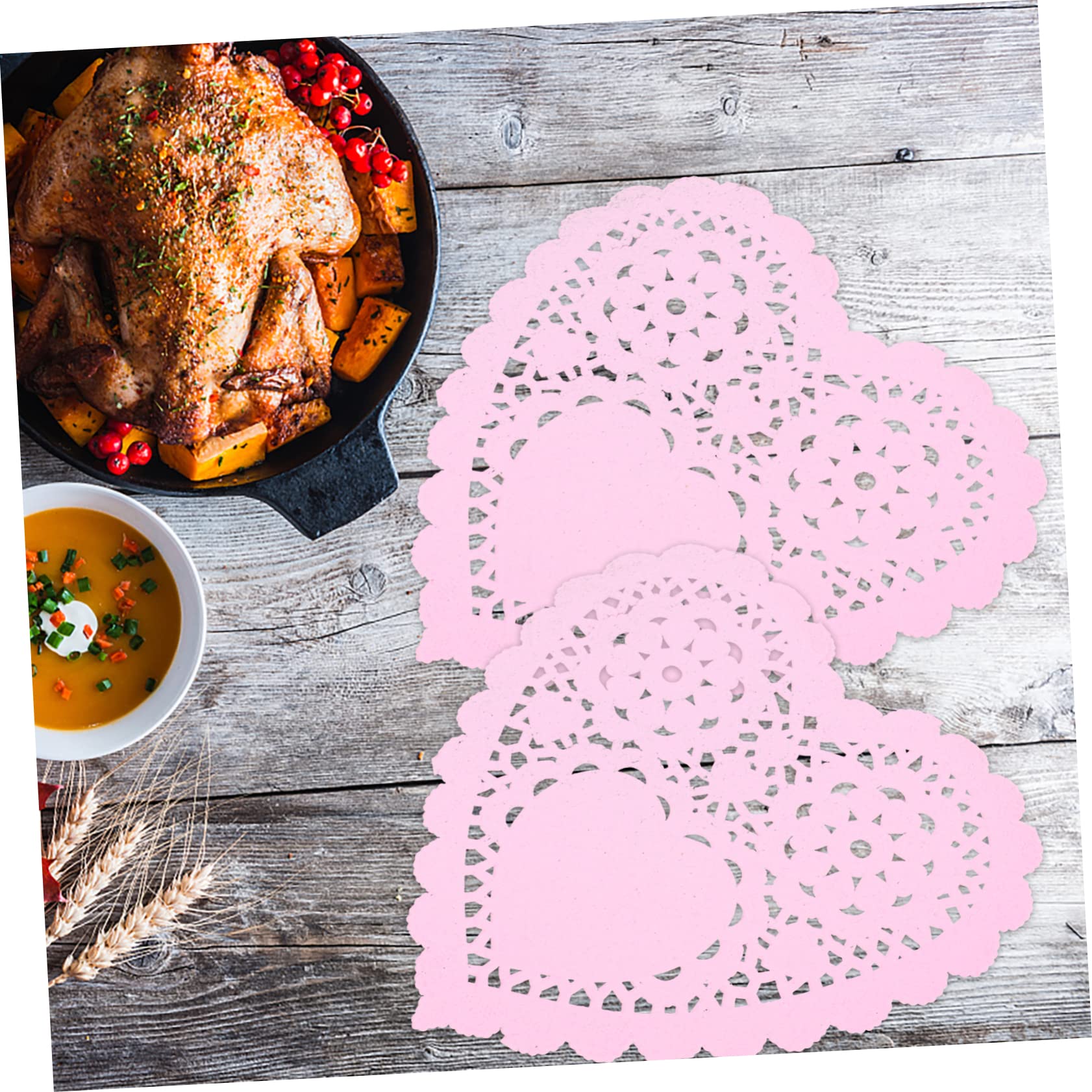 STOBAZA 100Pcs Heart Shaped Paper Doilies for Valentine Day Tableware Decorative Lace Mats for Weddings Parties Crafts and Baking