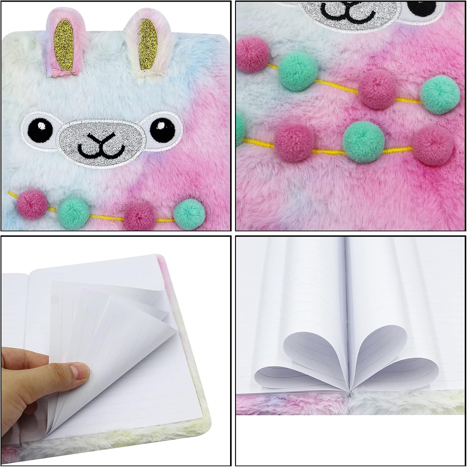 Fuzzy Plush Notebook Journal Cute Cartoon Bear Diary for Kids Girls Boys Writing Drawing (A5, 160 Lined Pages)