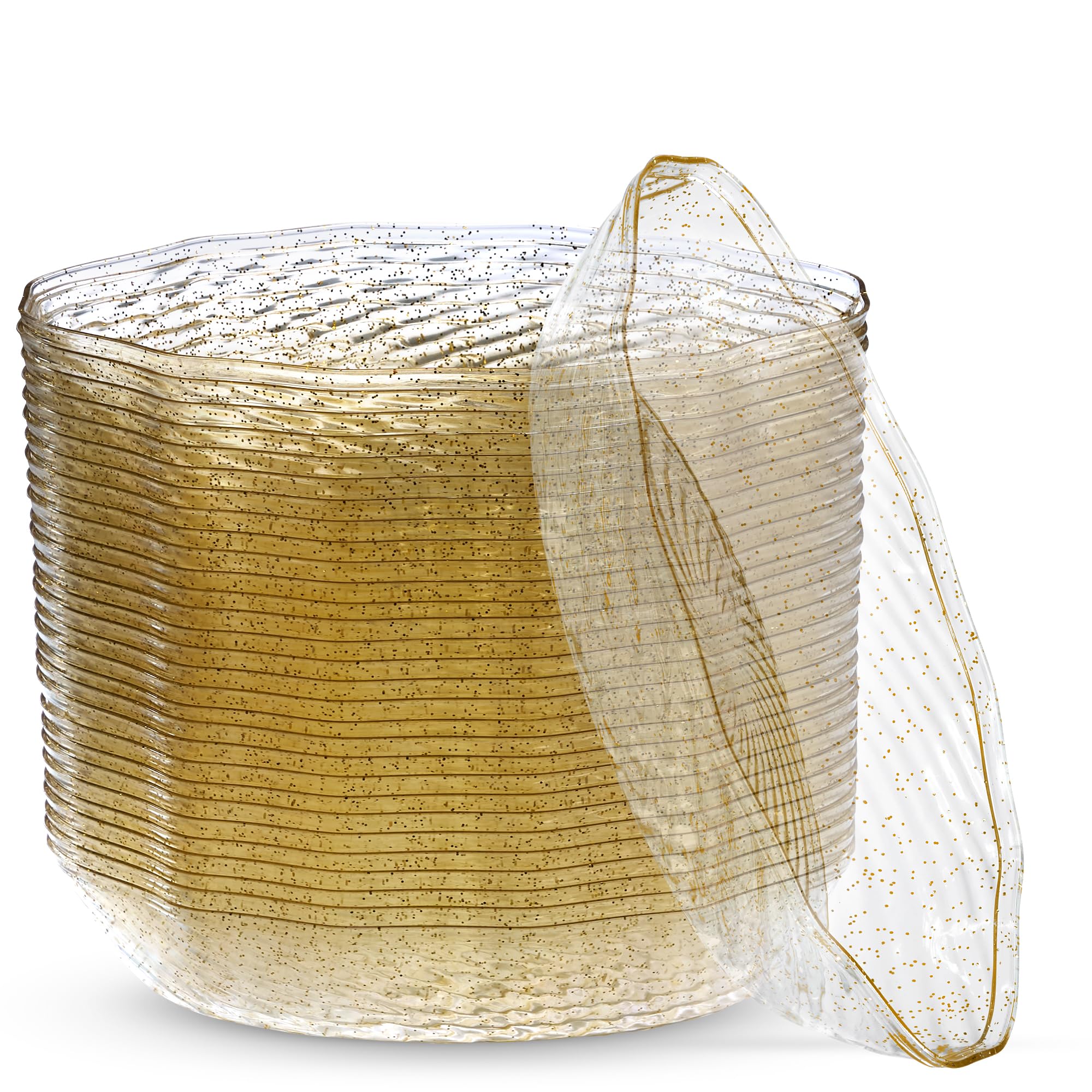 Elegant Disposable Plates & Bowls - Gold Rim Design -11