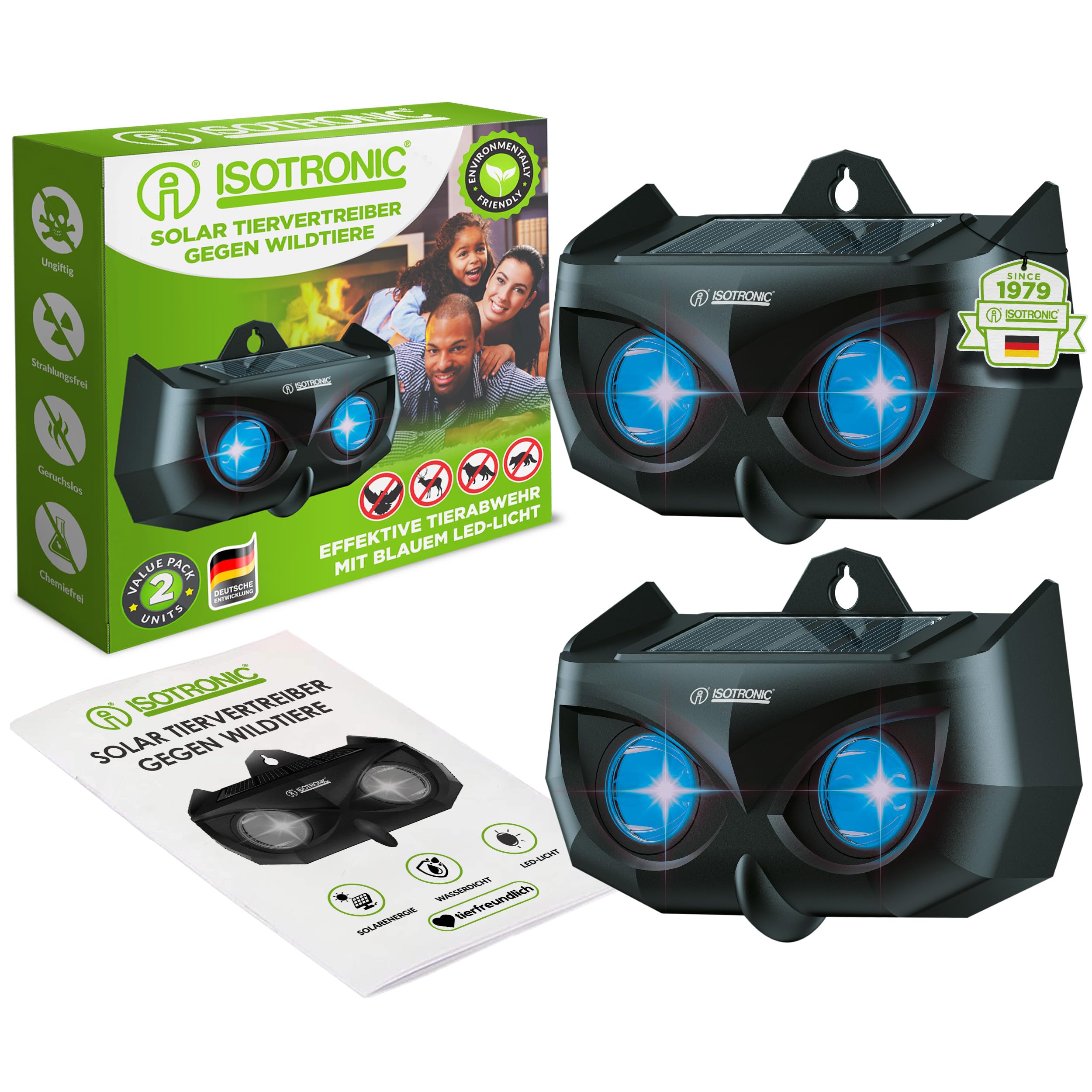 ISOTRONIC Solar Animal Repeller with Blue Light | Against Wild Animals such as Raccoons, Deer, Foxes, Wild Boars and Much More - Effective Animal Repellent with Blue LED Light (2)-image-34