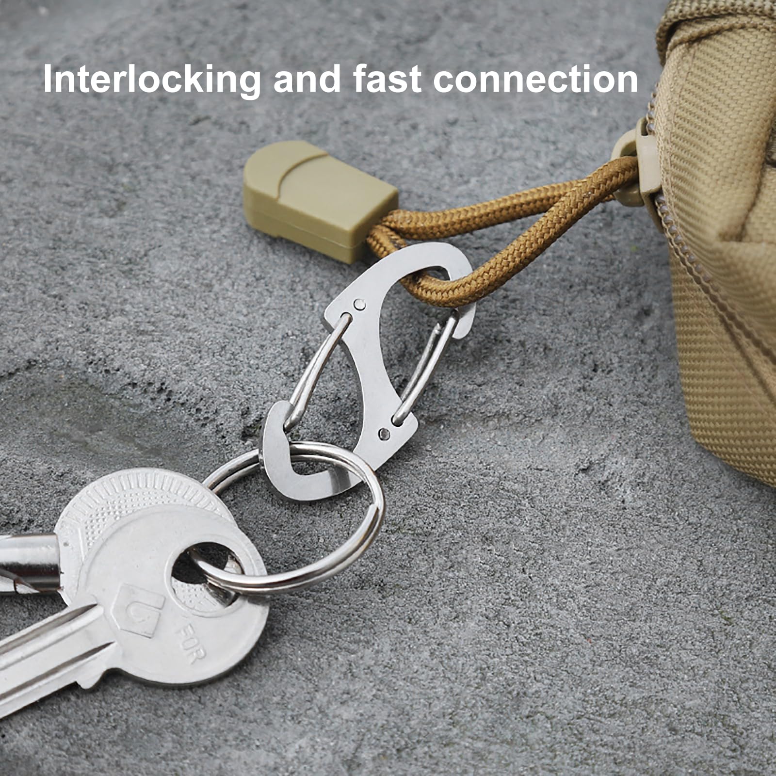 10 STKS S Kleine Karabijnhaak Sleutelhanger Clip, 3 Maten Dual Spring Opening Sleutelhanger Clip S Ring Locking Karabijngesp Dubbele Clip Haak voor Outdoor Wandelen Vissen Camping