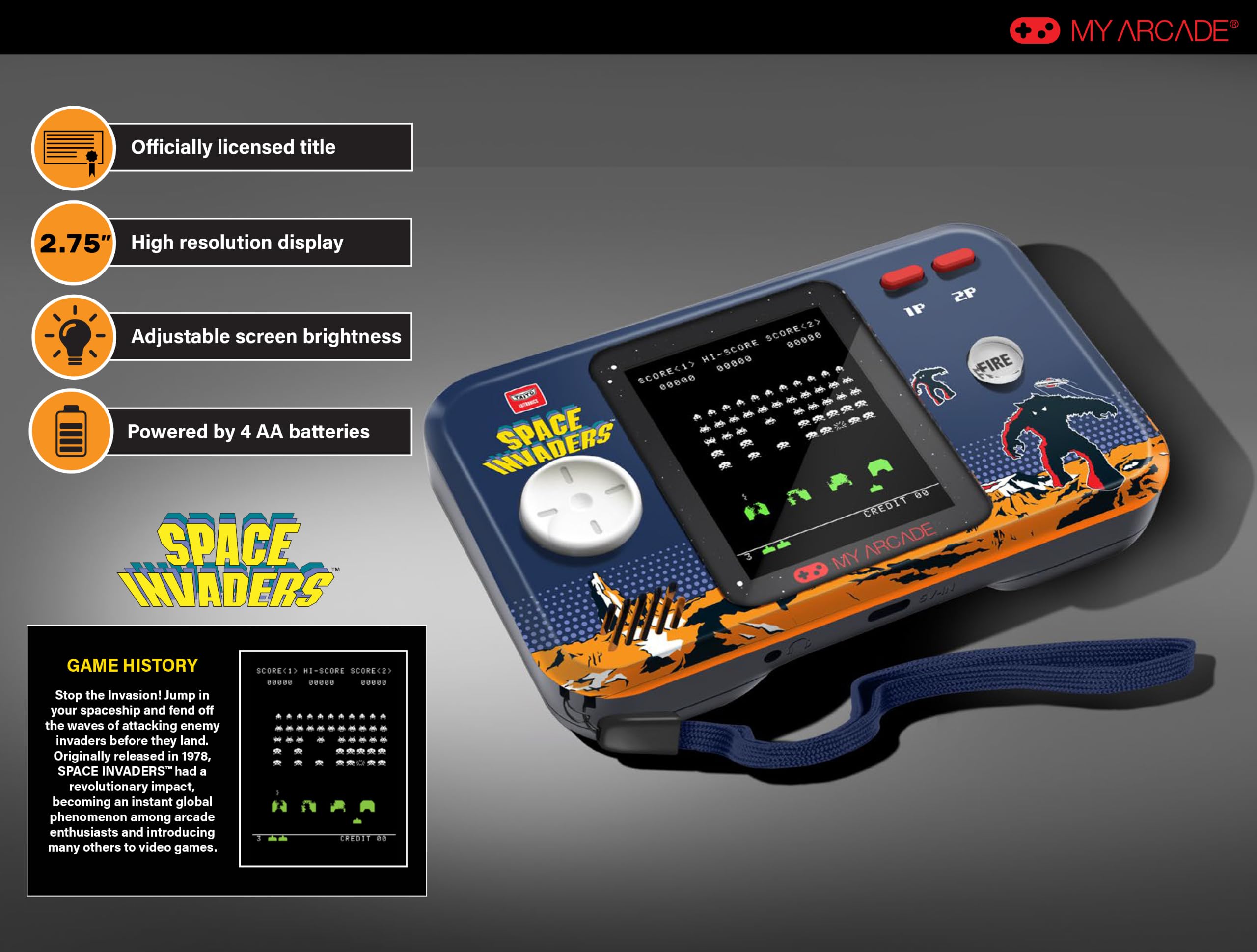 Amazon.com: My Arcade Space Invaders Pocket Player Pro: Retro