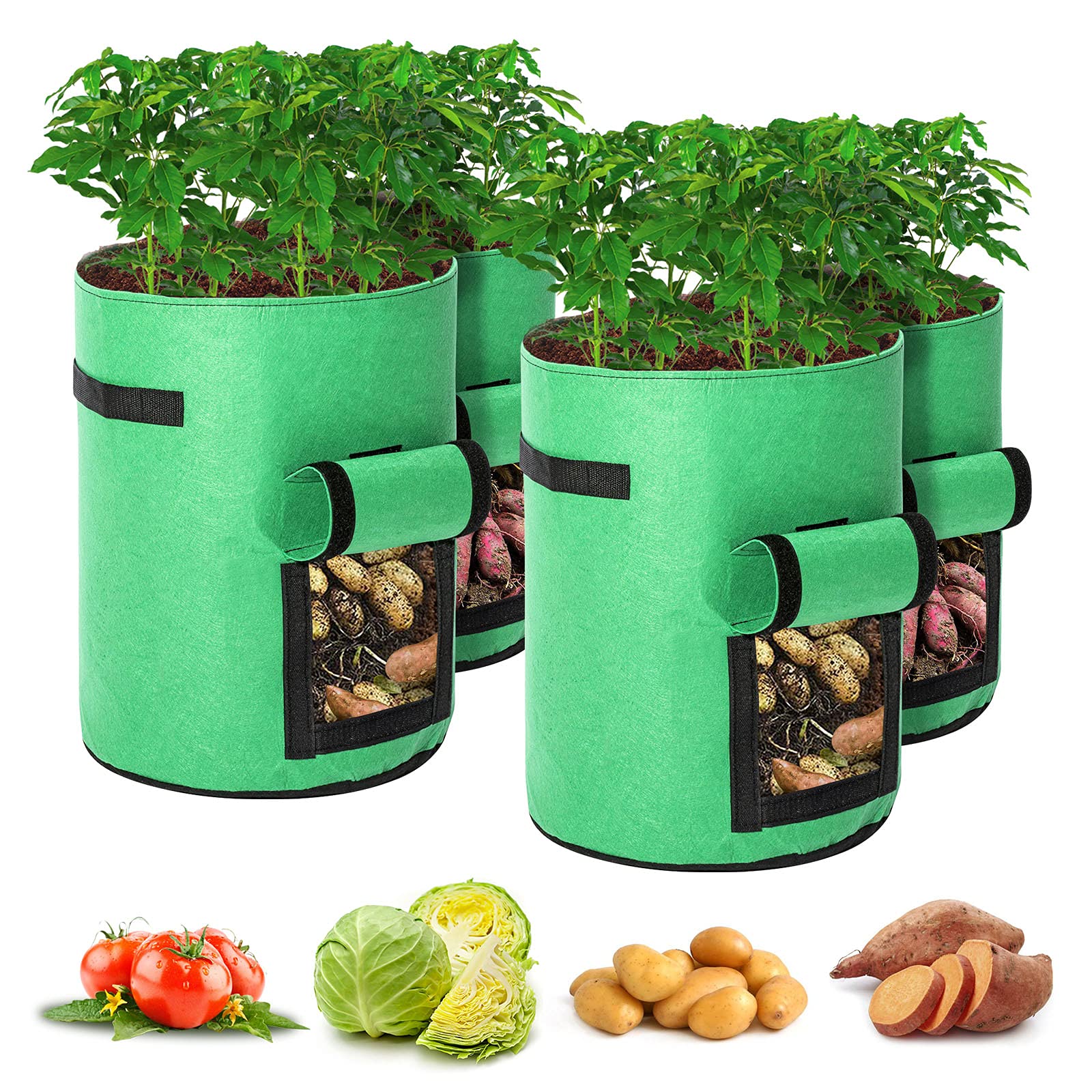 Sacs de culture de pommes de terre, sacs de plantation de 37 litres avec rabat et poignées pour cultiver des pommes de terre, des tomates et des carottes – Durable et réutilisable