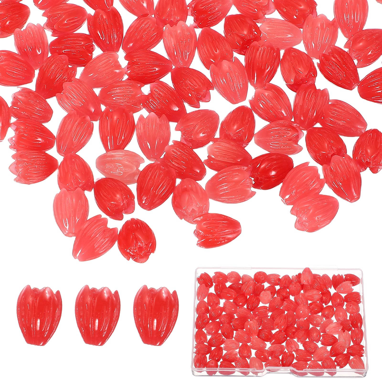 Perles florales artificielles jasmin en boîte PATIKIL 11x8mm rose