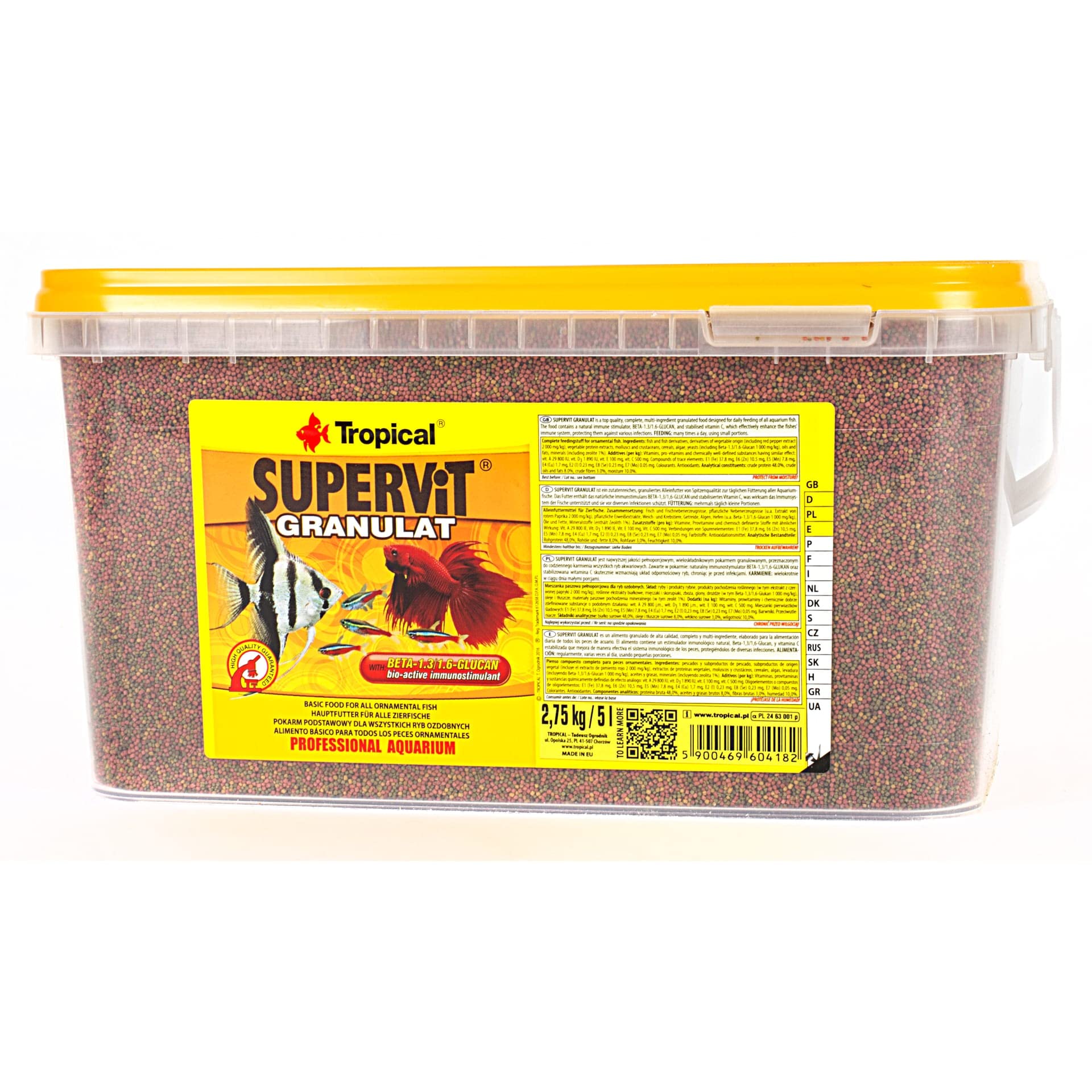 Tropical supervit granulado Premium Forro Principal para Todos los Peces Ornamentales, 1er Pack (1 x 5 l) Comida para Mascotas, Natural, 5 L, 5000