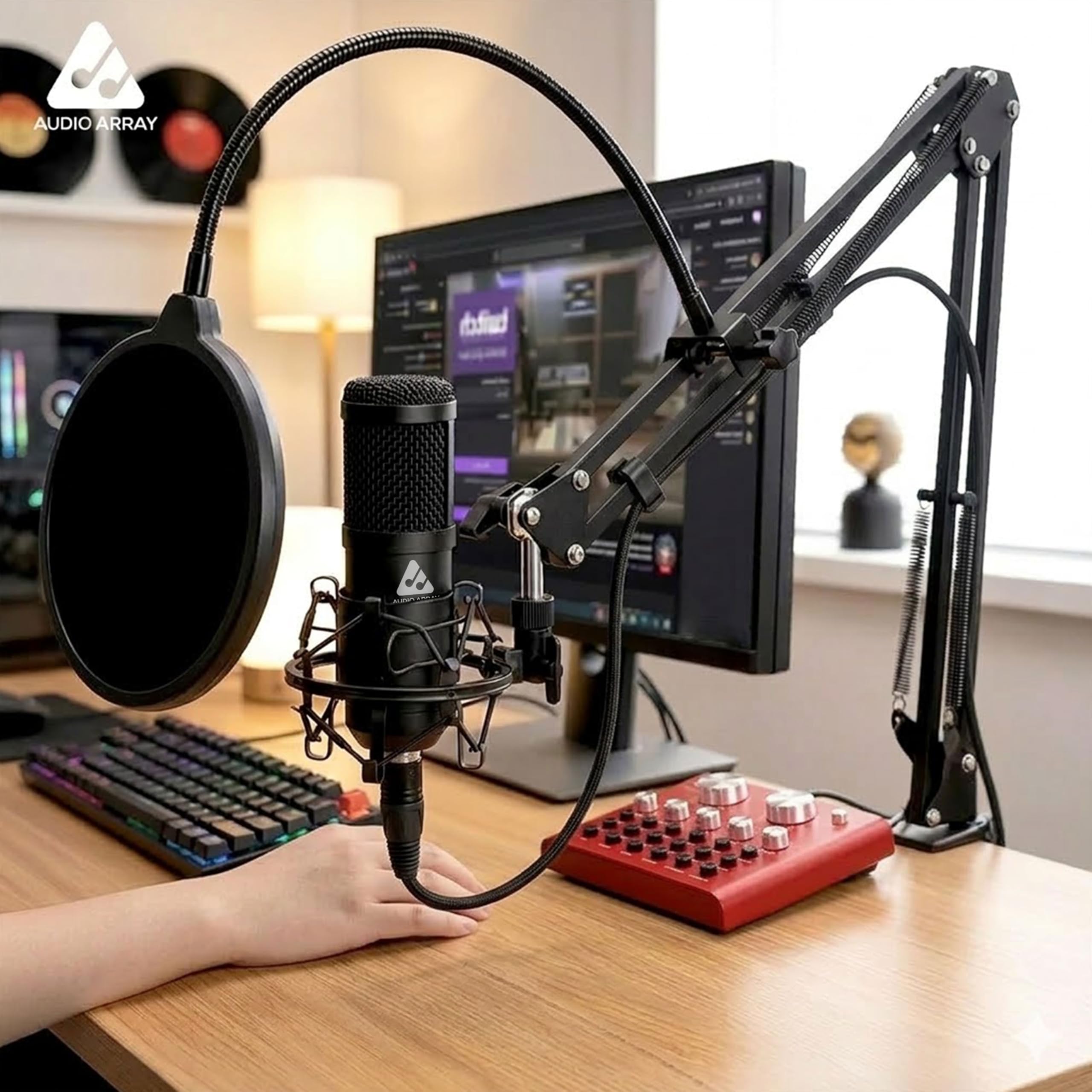 Audio Array Singing Bundle | Condenser Mic with Boom Arm & Sound Card V8 | Voice Effects, Reverb, Bluetooth | Ideal for Podcasting, Karaoke, Live Streaming, YouTube & Singing - GB-03 — Amazon image 2