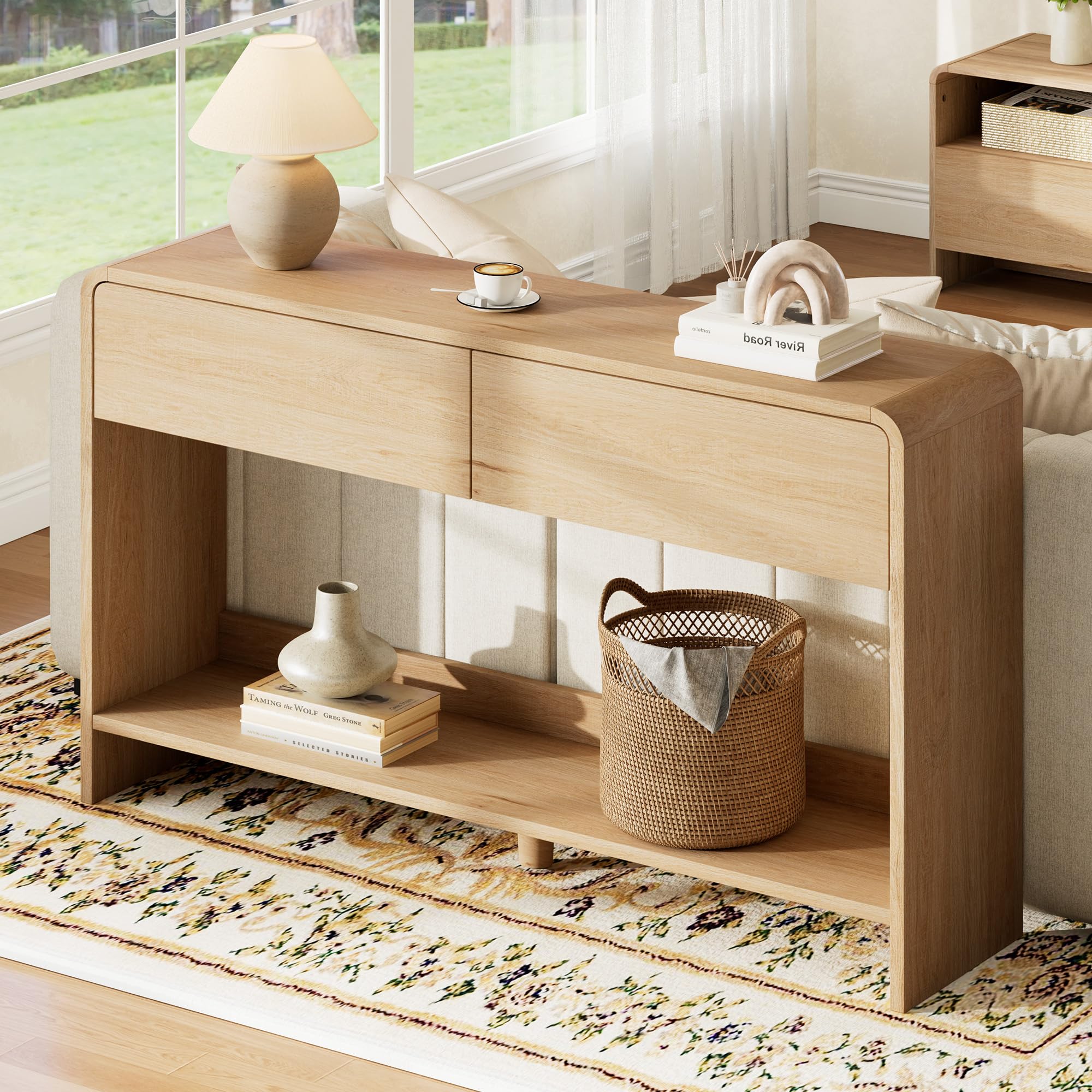 AMERLIFE 55" Modern Entryway Console Table with 2 Storage Drawers