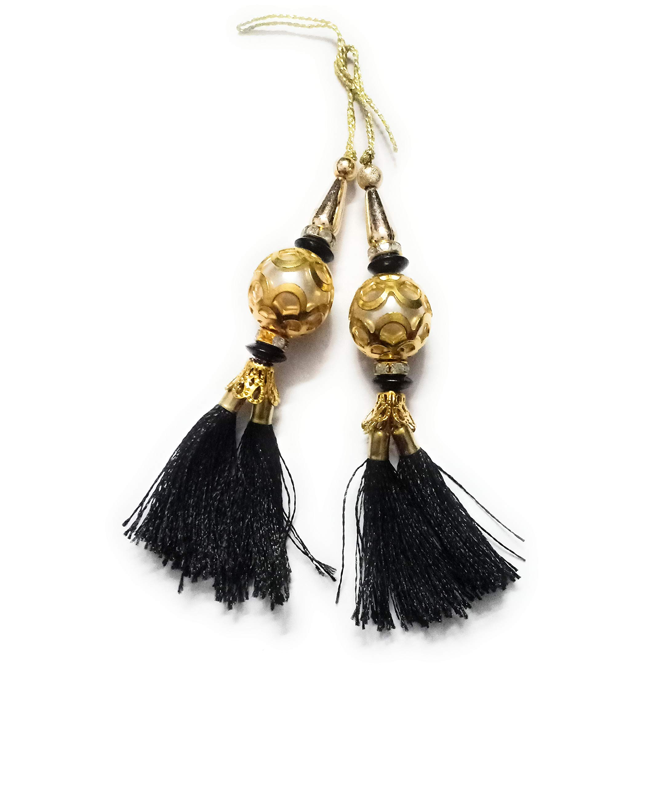 Libas Fashion Handmade Ethnic Hanging Latkan for Women Bell Tassel Blouse Saree, Lehenga (Black) - Pack of 2-picture-15