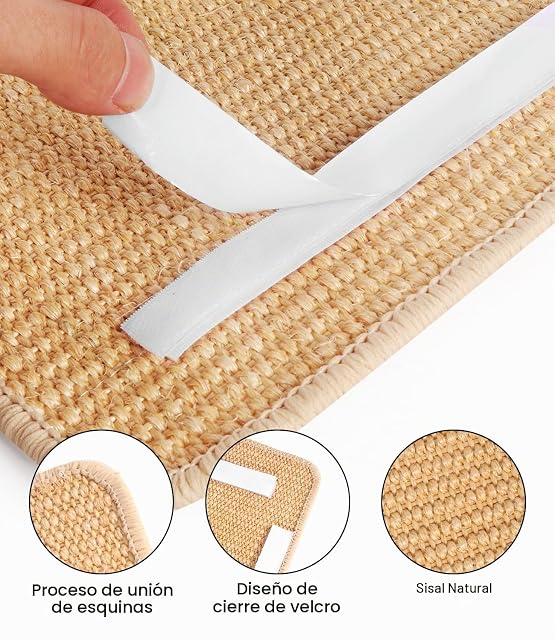 Foto 4 de 7 de 3 Piezas Alfombra Rascador para Gatos Sisal Natural para Gato 50 × 25 cm