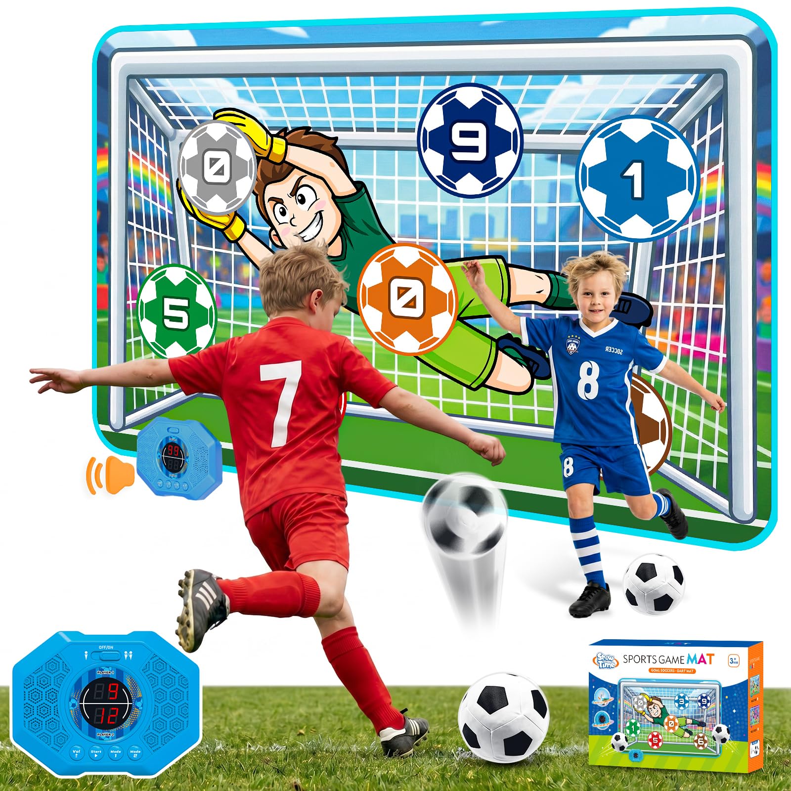 MOMUSE Tappeto Gioco da Calcio, Giocattolo Calcio Punteggio Elettronico