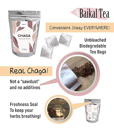 Miniatura 2 de Té Chaga - 100% hongo de abedul siberiano silvestre Chaga - Orgánico - 30 bolsas de té sin blanquear - Puro sin aditivos - Desintoxicación natural y