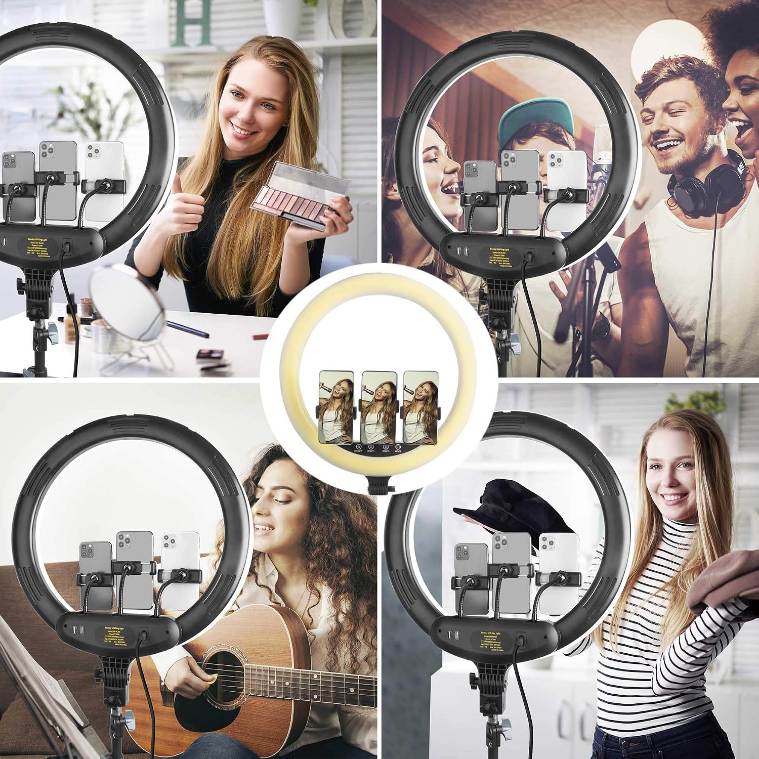 Exclusive Special 18 Inch Remote LED Ring Light with Tripod Stand,Thecosky 2021 Big Color Temperature Ajustable 2700K-6500K LED Stream Light with 3 Phone Holders for Camera Photography, YouTube Videos, Selfie,Makeup