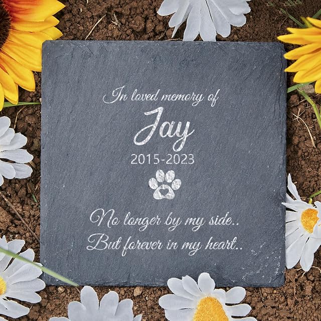 Piedra Conmemorativa Personalizada Para Mascotas: Grabado Personalizado,Nombre Y Fecha De Los Perros,Regalos…