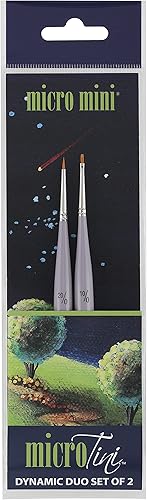 Creative Mark Juego de 2 pinceles de pintura con microdetalles, mini pinceles para acrílico, acuarela, óleo, cara, uñas, pintura a escala y dibujo