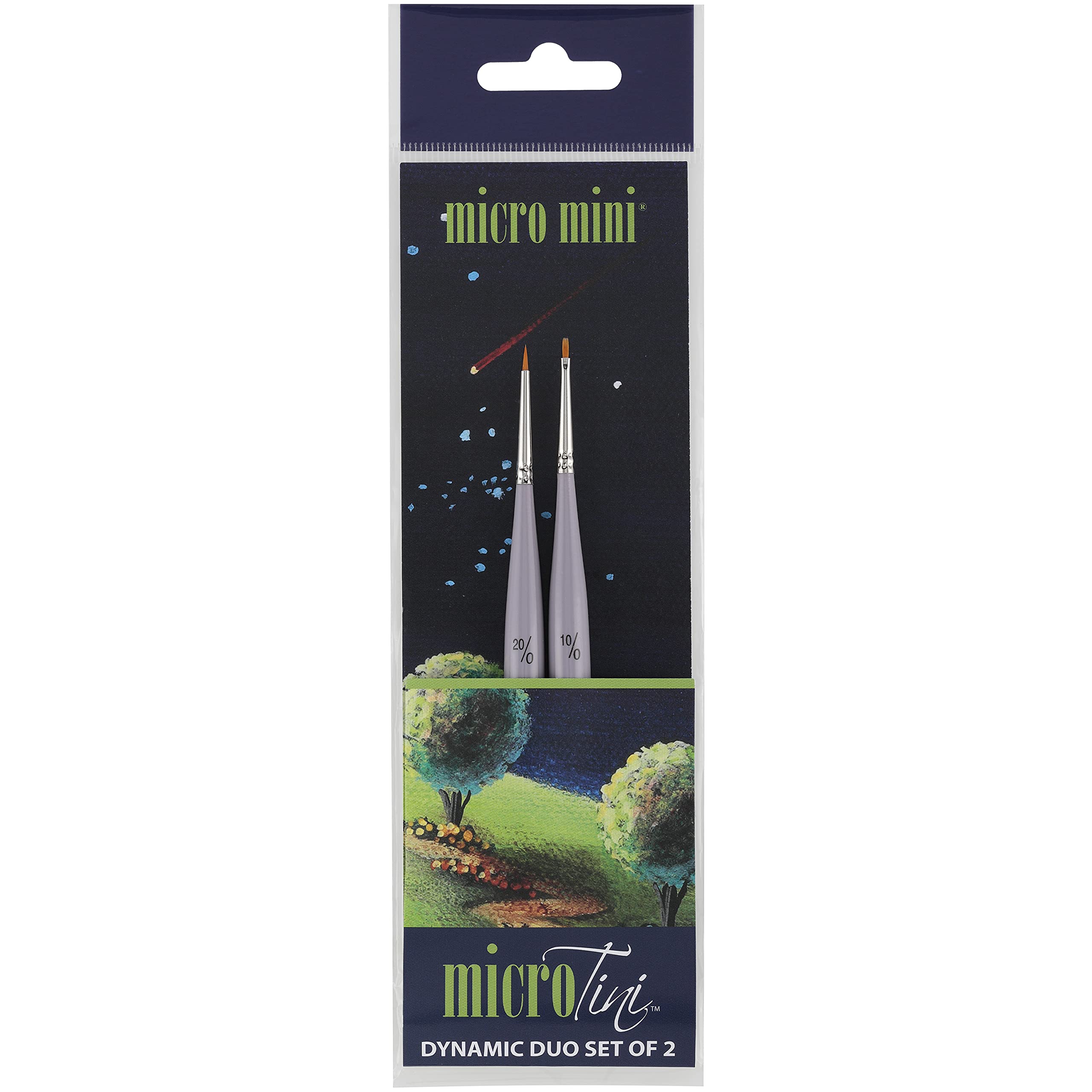 Creative Mark 2 Piece Micro Detail Paint Brush Set, Mini Paintbrushes for Acrylic, Watercolor, Oil, Face, Nail, Scale Model Painting & Line Drawing