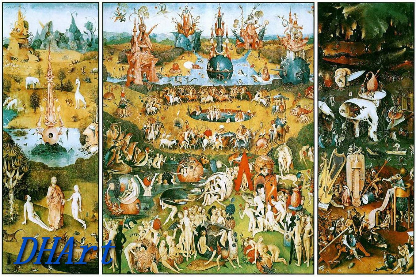 DHArt 1000 piece jigsaw puzzle Hieronymus Bosch Garden of Earthly Delights Triptych Large Puzzle for Educational Gift Home Decor