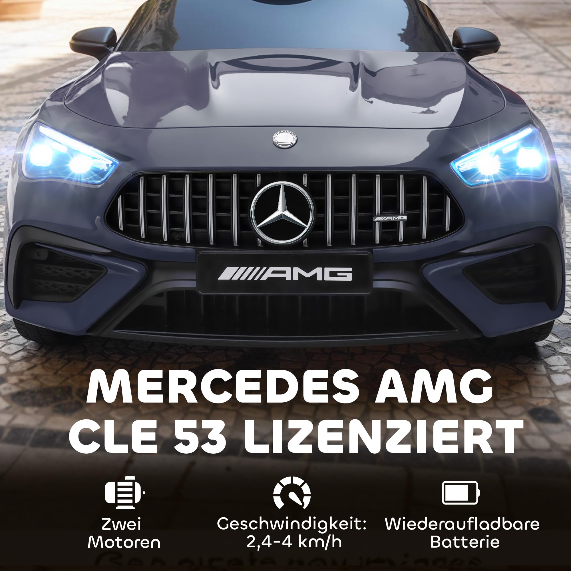 AIYAPLAY Elektryczny samochód dla dzieci 12V z pilotem 2,4 GHz, 2 silniki, pojazd dziecięcy z muzyką, MP3, łagodnym startem/stopem, klaksonem, zawieszeniem, światłami LED, kółkami pomocniczymi dla