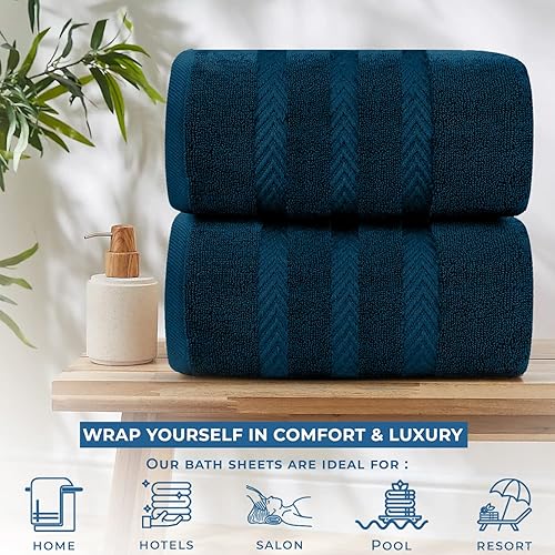 Miniatura 6 de DAN RIVER Paquete de 2 toallas de baño de 35 x 70 pulgadas, toallas grandes de baño extra grandes, toallas absorbentes de secado rápido, color ópalo