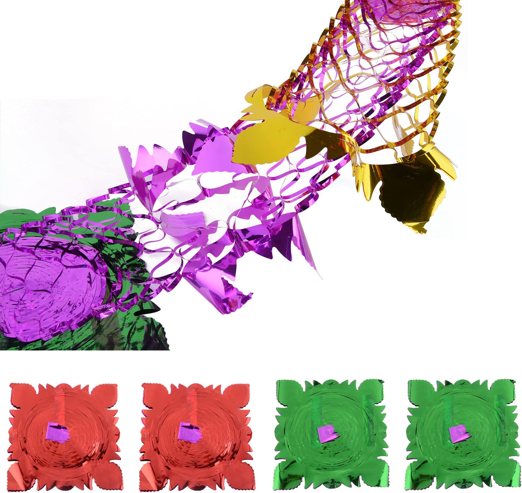 EXGOX 4 Pack Christmas Foil Garland,Christmas Hanging Decorations 8Ft Foil Garland Festival Hanging Decorations for Birthday Xmas New Year Party Supplies