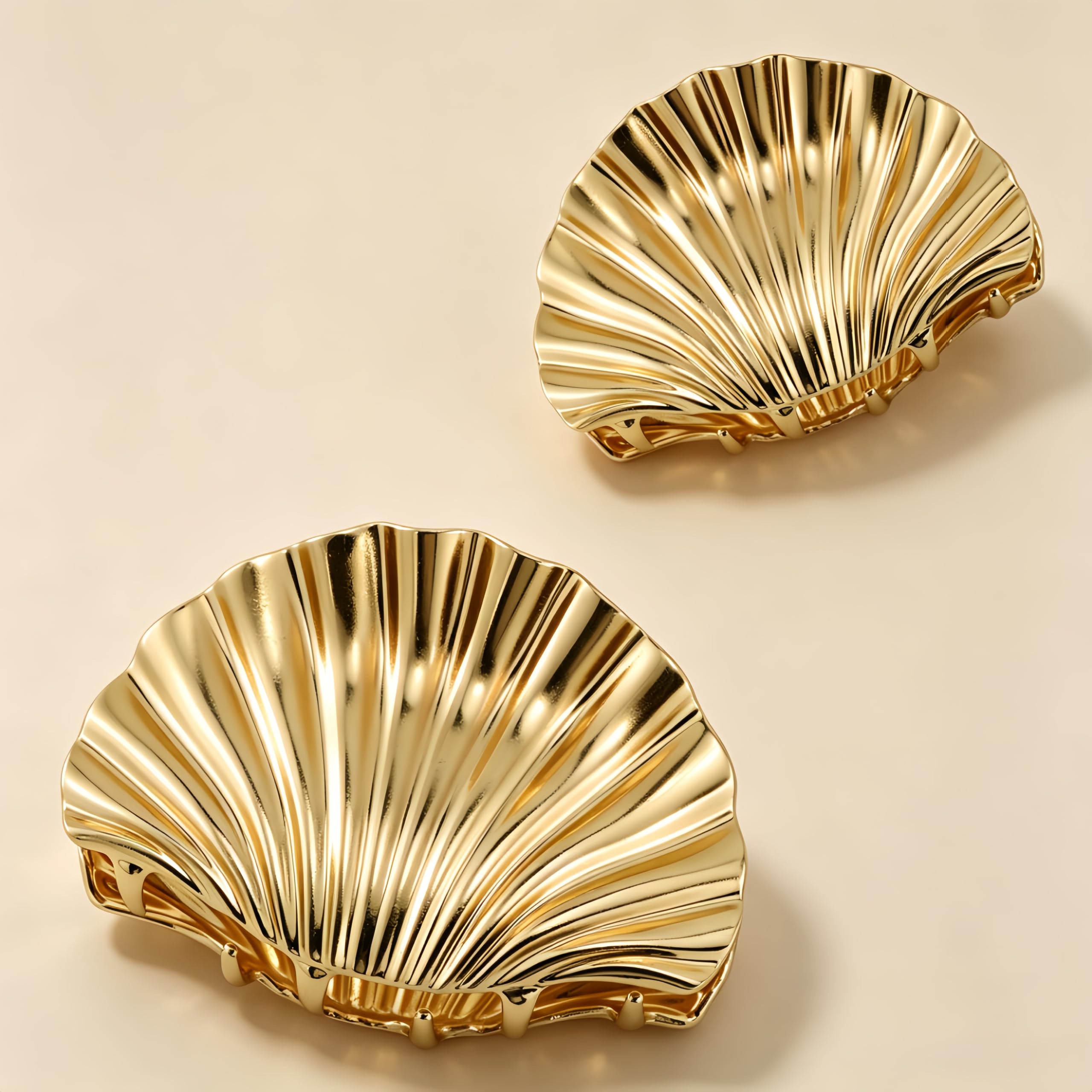 Amazon.com: 2 Pcs Gold Sea Shell Hair Clip Medium Small  display picture 3