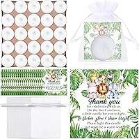 Vista 12 de MTLEE 50 juegos de velas para baby shower, regalos de fiesta para invitados, incluyendo 50 mini velas de té, etiquetas de agradecimiento y bolsas